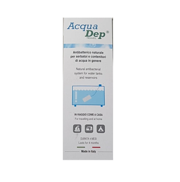 Barra antibatterica naturale Acqua Dep per contrastare la crescita di batteri e alghe nei serbatoi dell’acqua fino a 120 litri per quattro mesi.