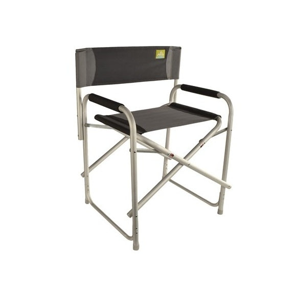 Sedia regista pieghevole Viamondo Graphite con struttura in alluminio e braccioli.