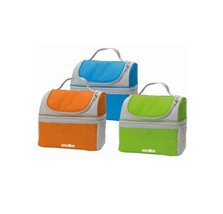 Tre borse termiche Brunner SpectraCool 7 nei colori arancione, azzurro e verde.
