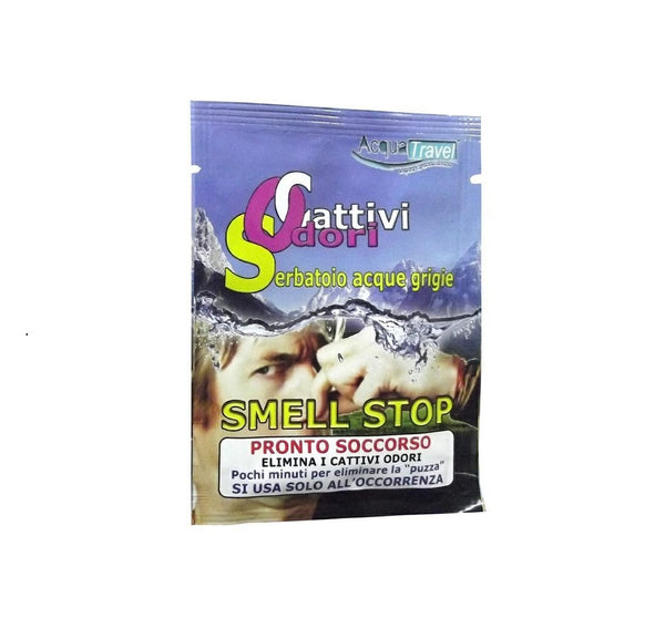 Acqua Travel Smell Stop, trattamento per eliminare i cattivi odori dal serbatoio delle acque grigie.