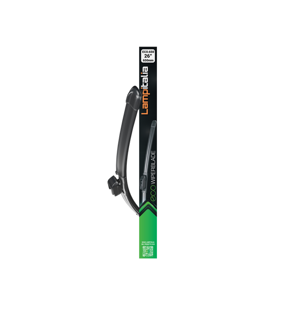 Spazzola tergicristallo Lampitalia ECO.650, 26'' (650mm), con adattatori multi-attacco per camper, van e motorhome. Scoprila su Jolly Caravan.