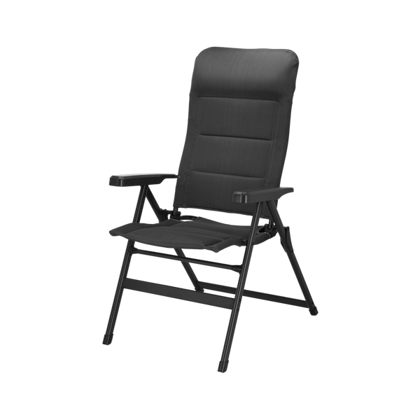 Sedia reclinabile Travellife Barletta Comfort antracite con schienale alto, poggiatesta e braccioli.