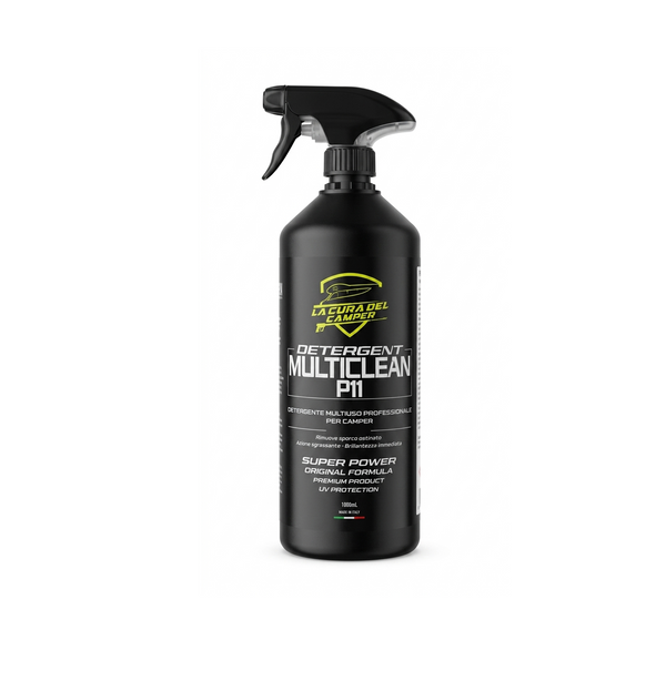 Flacone spray Multiclean P11 da 1 litro, detergente multiuso professionale per camper.